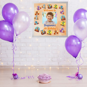 Spooky Baby Dinosaur Theme Kids Birthday Party Poster