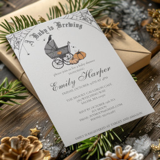 Spooky Baby is Brewing Gothic Baby Shower Invitation