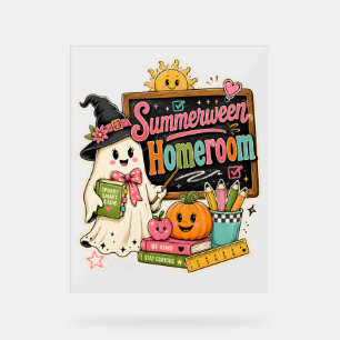 Spooky Back to School Halloween Graphic Design Acrylic Sign