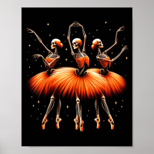 Spooky Ballerina Skeleton Dance Funny Halloween Poster