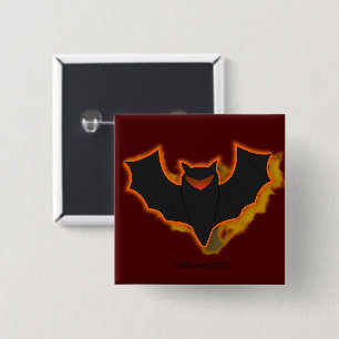 Spooky Bat Halloween Button   Red Theme