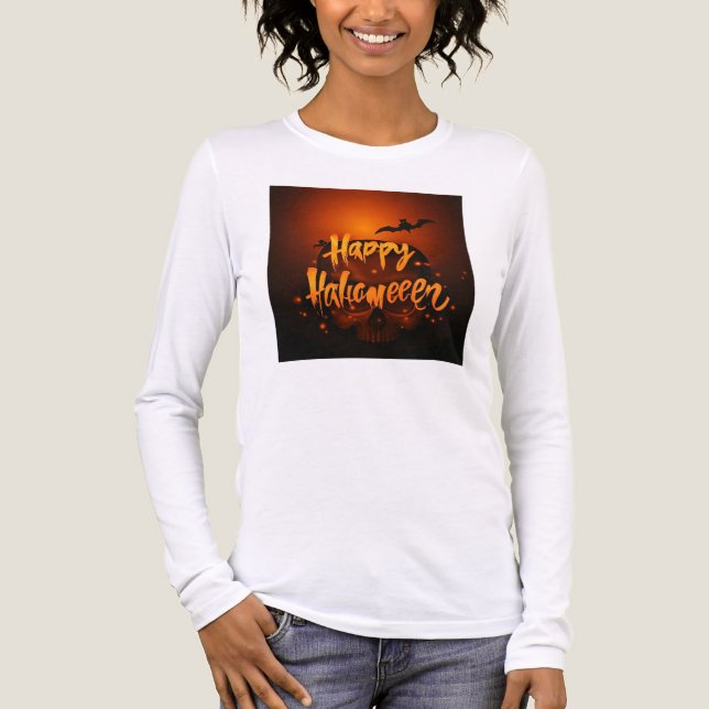 Spooky Bat Halloween Greeting Design Tri-Blend Shirt (Front)