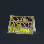 Spooky Bat Halloween Inspired "HAPPY BIRTHDAY" Card<br><div class="desc">This spooky Halloween-inspired birthday card design features the message "HAPPY BIRTHDAY, ", along with a personalized name, on the front. There is also a depiction of a bat. The background of the front features a brick wall like pattern. The inside features a message that can be personalized. A birthday card...</div>