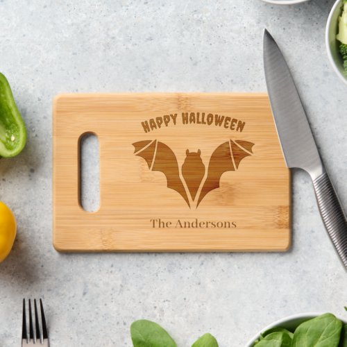 Spooky Bat Halloween Personalized Name Cutting Board