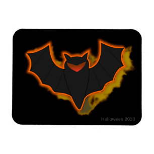 Spooky Bat Halloween Photo Magnet Black Theme