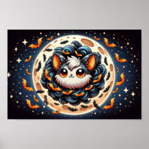 Spooky Bat Moon: Cute Halloween Art