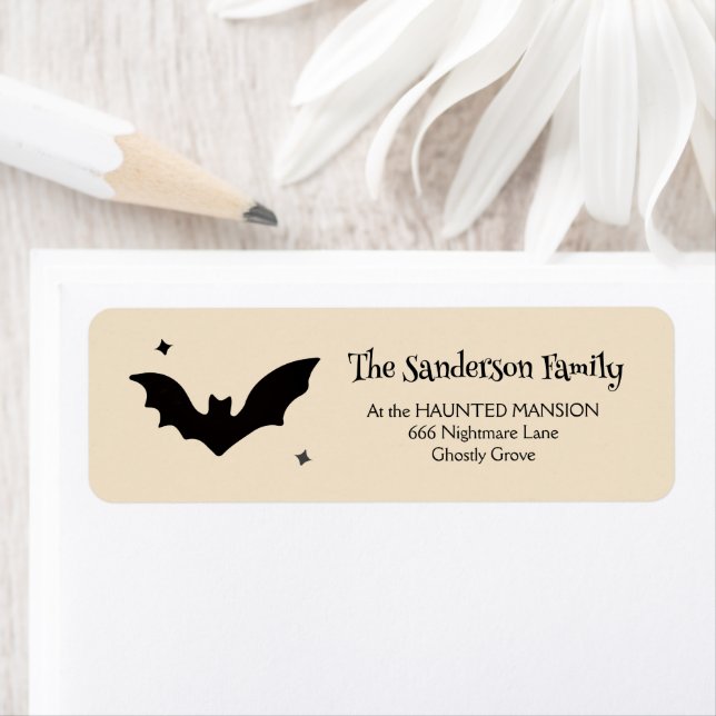 Spooky Bat Silhouette Halloween Return Address Label (Insitu)