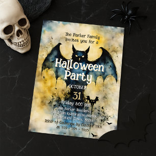 Spooky Bat Silhouette Twilight Halloween Party Invitation