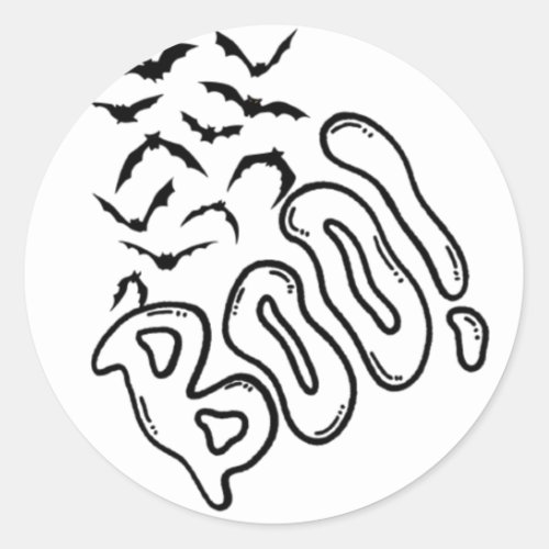 Spooky Bats and Boo Halloween Design Classic Round Sticker