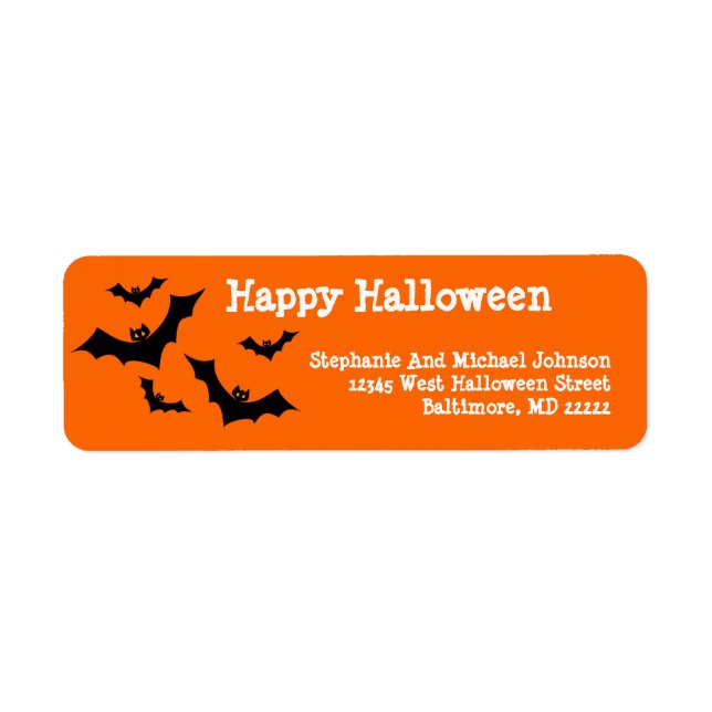 Spooky Bats Flying Happy Halloween Custom Label (Front)