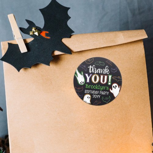 Spooky Bats  Ghosts Halloween Party Thank You Classic Round Sticker