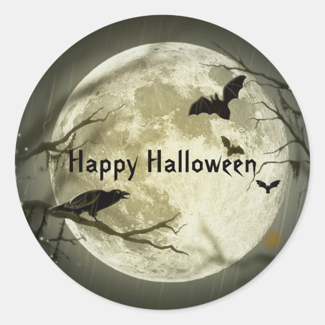 Spooky Bats Halloween Classic Round Sticker (Front)