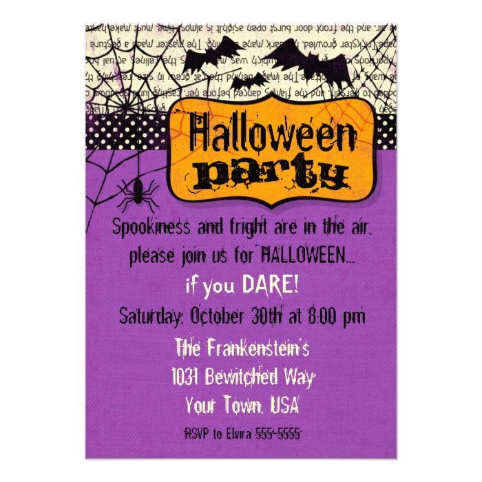 Spooky Bats Halloween Invitation