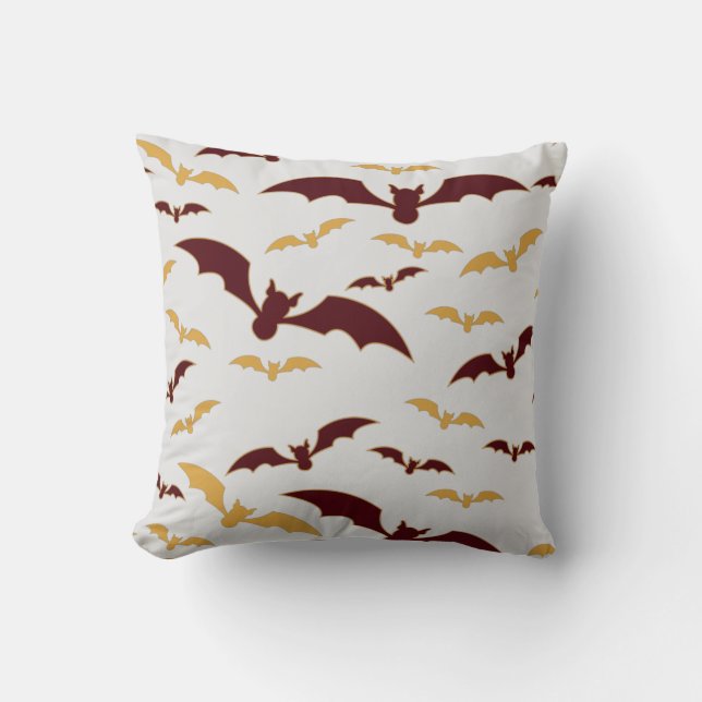 Spooky Bats Happy Halloween Throw Pillow (Front)
