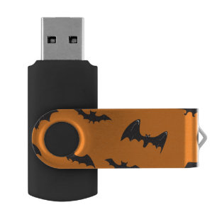 Spooky Bats on Orange Flash Drive