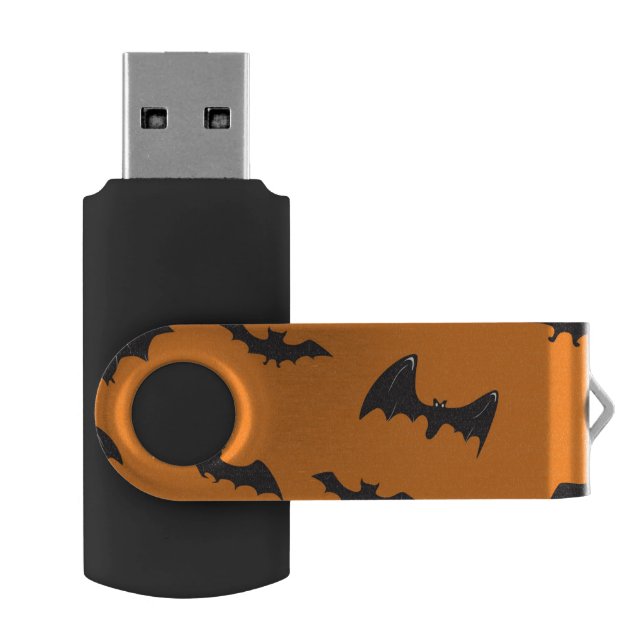 Spooky Bats on Orange Flash Drive (Opened)