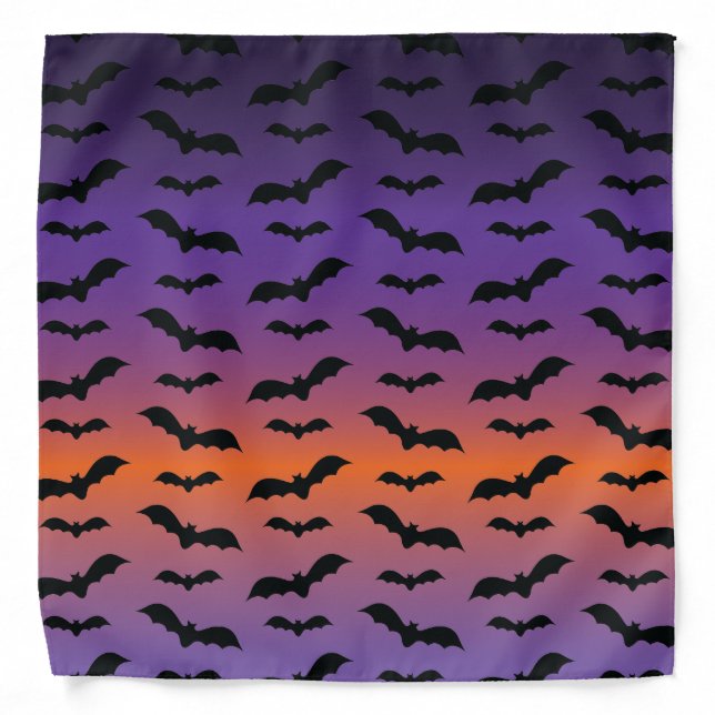 Spooky Bats On Purple Halloween Bandana (Front)
