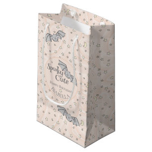 Spooky Bats Orange Halloween Birthday  Small Gift Bag