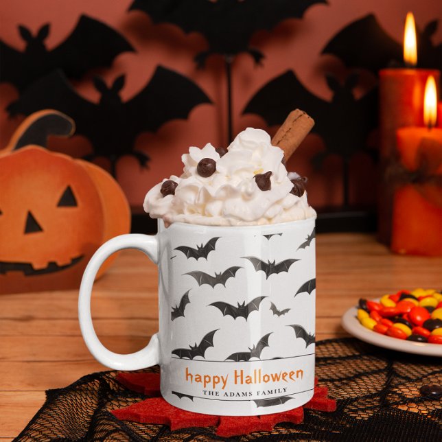 Spooky Bats Personalized Happy Halloween Coffee Mug (Creator Uploaded)