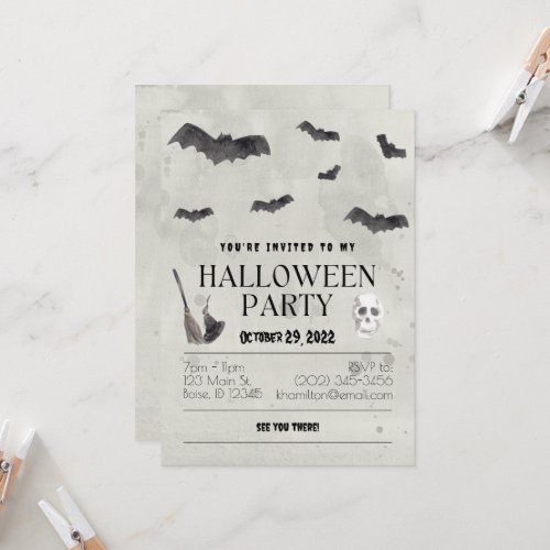 Spooky Bats Spooktacular Halloween Party  Invitation