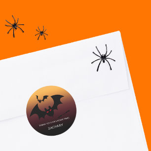 Spooky Bats Thank You Name Classic Round Sticker