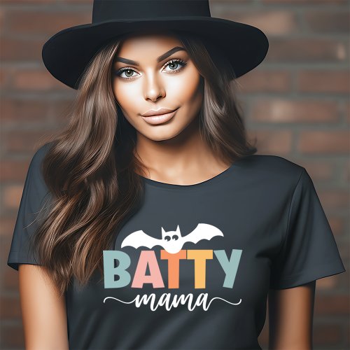 Spooky Batty Mama with Customizable Text Halloween T_Shirt