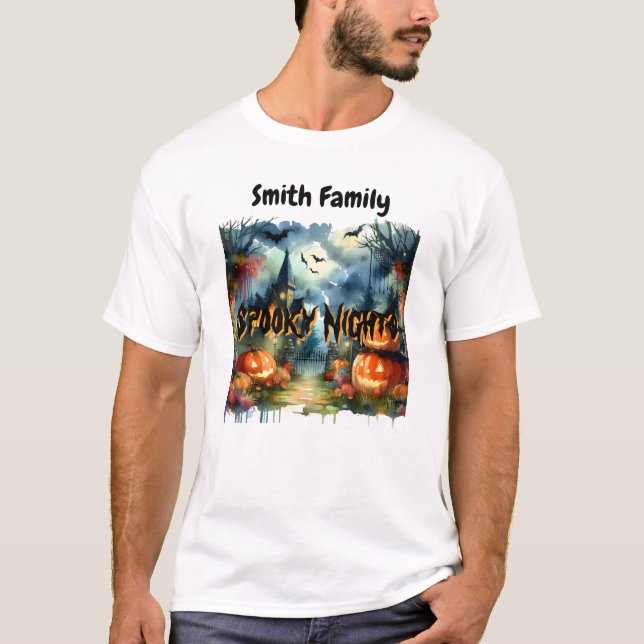 Spooky & Beautiful Halloween Landscape Watercolor  T-Shirt (Front)