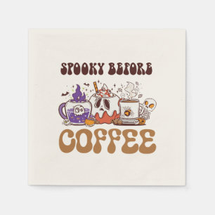 Spooky Before Coffee – Funny Ghost Coffee Brew Napkins