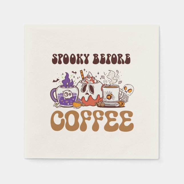Spooky Before Coffee – Funny Ghost Coffee Brew Napkins (Front)