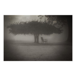 Spooky Bench with Tree Poster