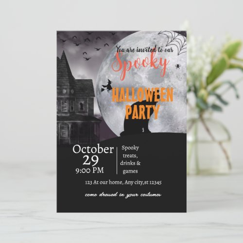 spooky bewitching halloween themed Invitation