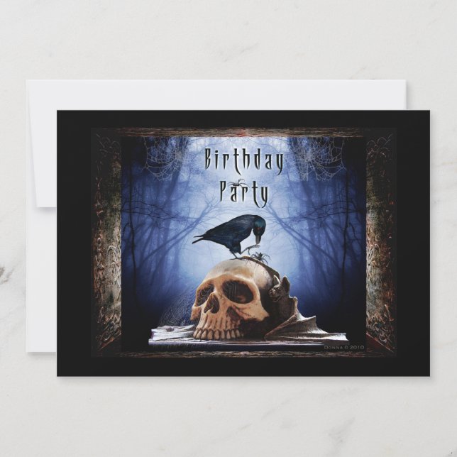 Spooky Birthday Party Invitation - The Raven (Front)