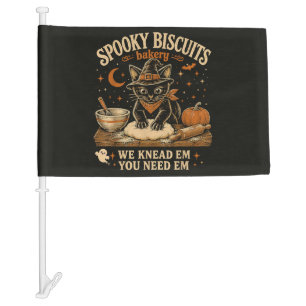 Spooky Biscuits Bakery Black Cat Halloween Car Flag