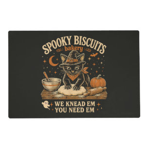 Spooky Biscuits Bakery Black Cat Halloween Placemat
