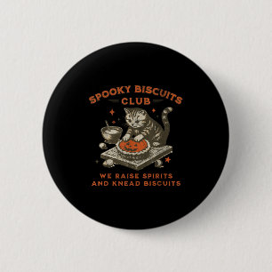 Spooky Biscuits Club Cat, Funny Halloween Baking T Button