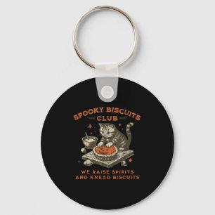 Spooky Biscuits Club Cat, Funny Halloween Baking T Keychain