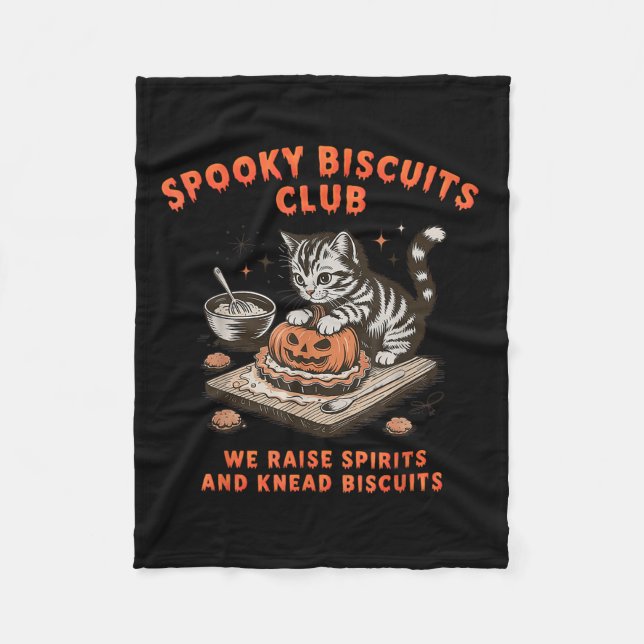 Spooky Biscuits Club Cat Halloween Baking  Fleece Blanket (Front)