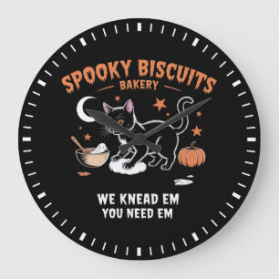 Spooky Biscuits Feline Baker Autumn Pumpkin Large Clock