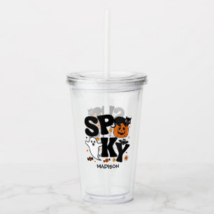 Spooky Black And Orange Halloween  Acrylic Tumbler