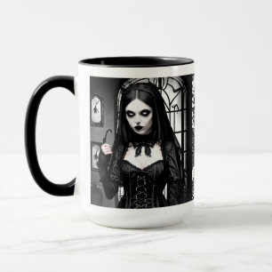 Spooky Black and White Gothic Girl Mug