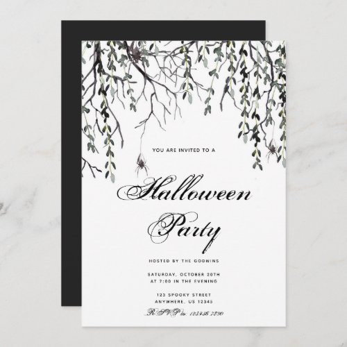 Spooky Black and White Halloween Party Invitation