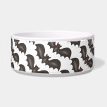 Spooky Black Bat Bats Happy Halloween Pet Bowl<br><div class="desc">Features an original marker illustration of a spooky flying black bat. Great for Halloween!</div>