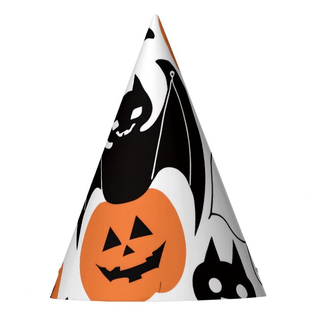  Spooky Black Bats, Ghosts Pumpkins Halloween Party Hat (Front)