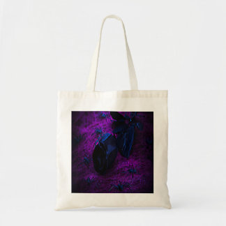 Spooky Black Blue Rose, Black Spiders, Purple, ZSG Tote Bag