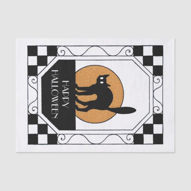 Spooky Black Cat - Art Deco Tissue Paper (Front)