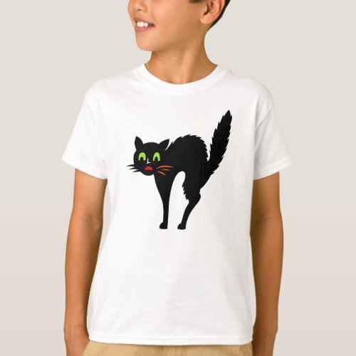 Spooky Black Cat Boys Halloween Trick or Treat T_Shirt