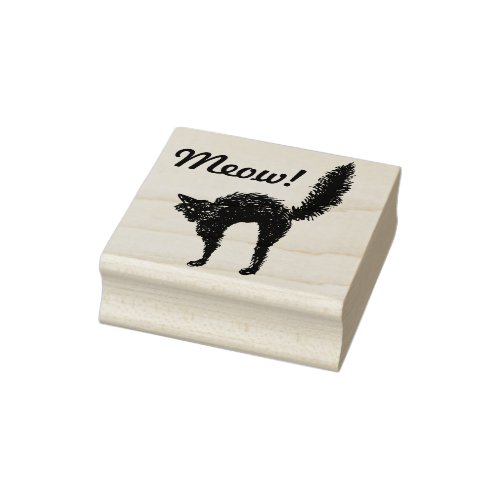 Spooky Black Cat Custom Name or Expression Rubber Stamp