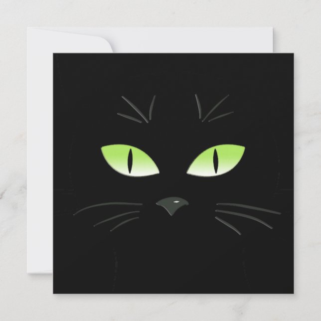 Spooky Black Cat Face Halloween Party Invitation (Front)