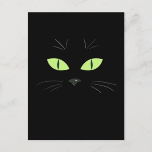 Spooky Black Cat Face Happy Halloween Postcard