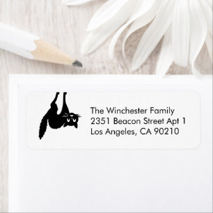 Spooky black cat fun Halloween return address Label
